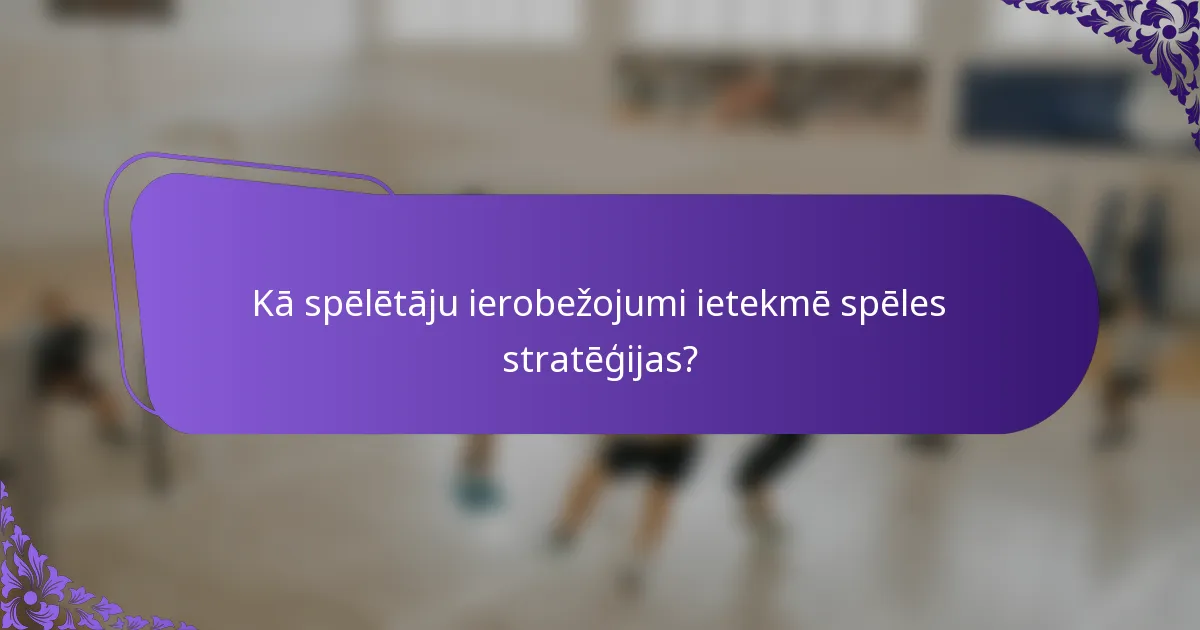 Kā spēlētāju ierobežojumi ietekmē spēles stratēģijas?