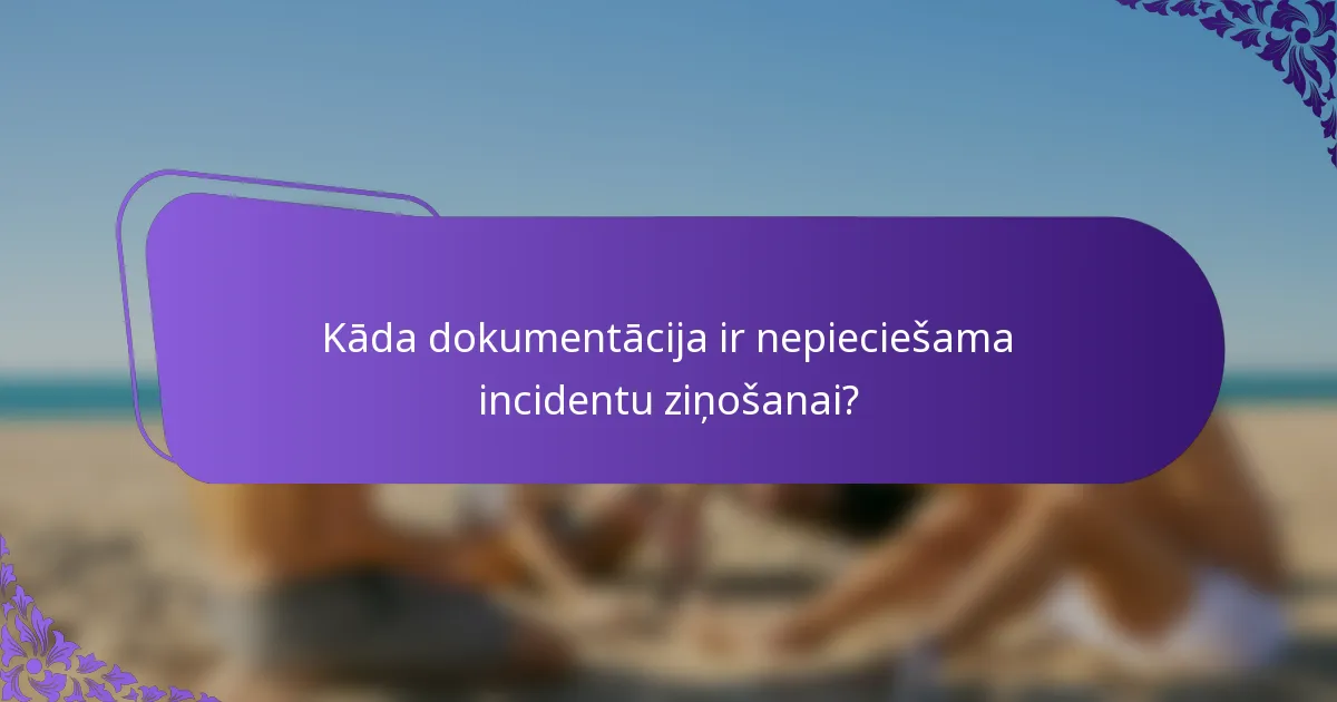 Kāda dokumentācija ir nepieciešama incidentu ziņošanai?