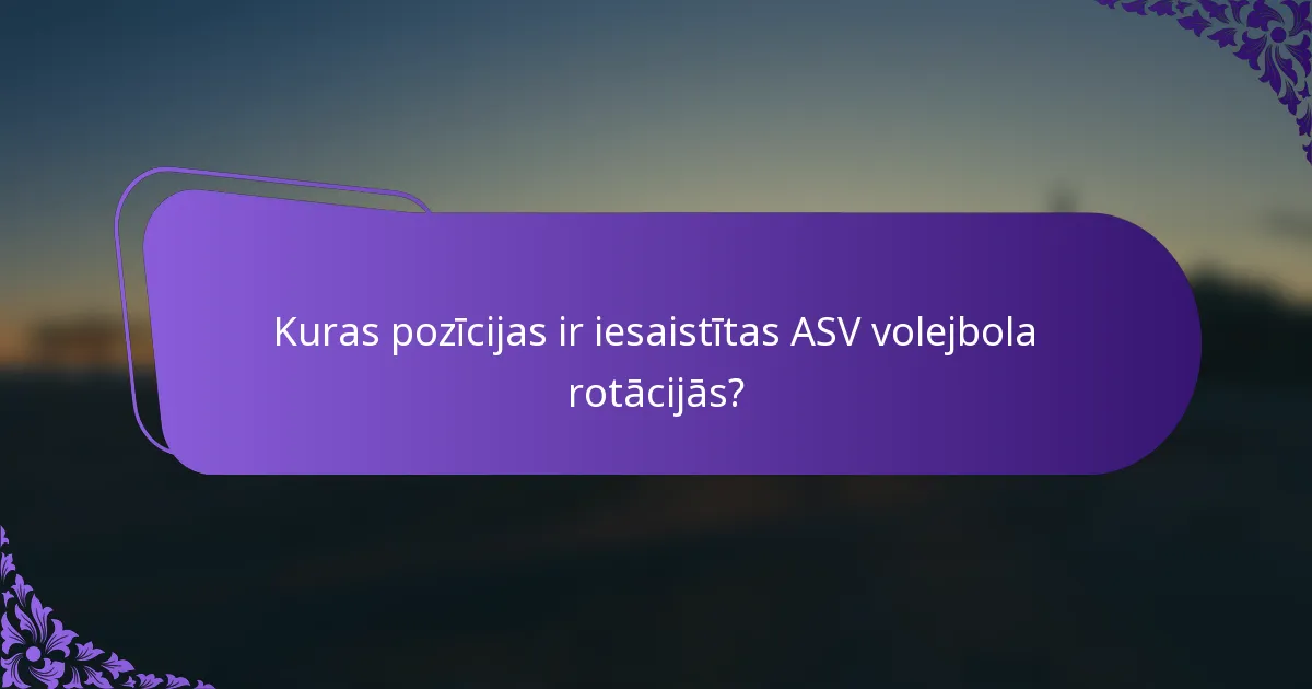 Kuras pozīcijas ir iesaistītas ASV volejbola rotācijās?
